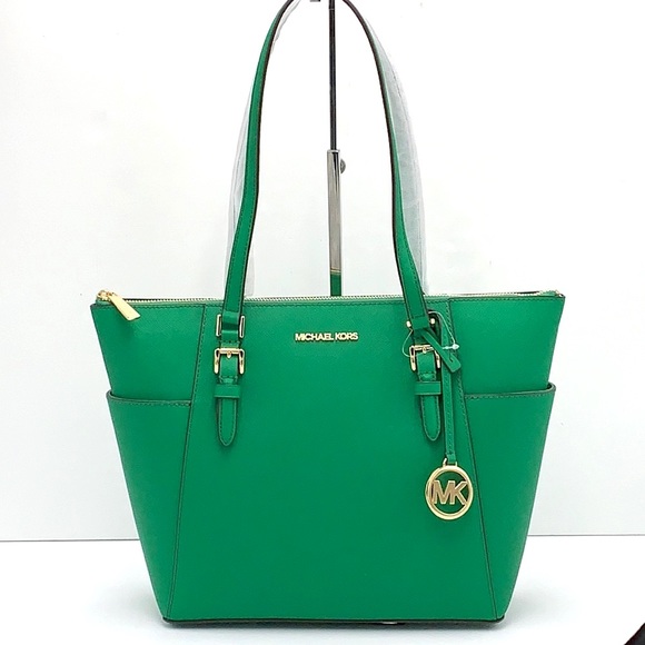 MICHAEL KORS CHARLOTTE LARGE TOP ZIP TOTE PALMETTO GREEN COLOR - Picture 3 of 16